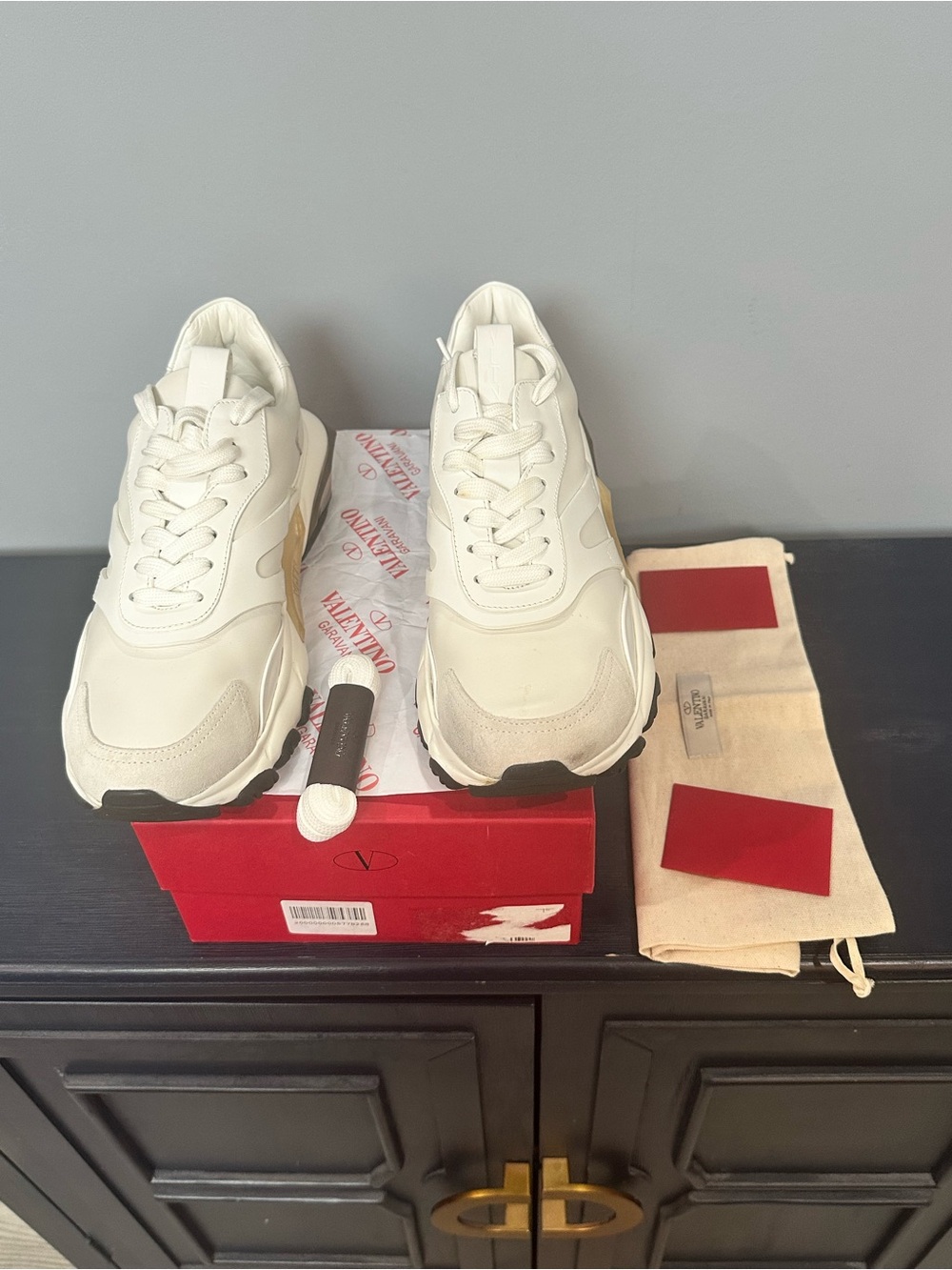 Valentino Garavani White Men’s Leather & Suede Chunky Sneakers